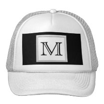 Printed Custom Monogram. Black and Pale Grey. Hats