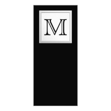 Printed Custom Monogram. Black and Pale Grey. Invites