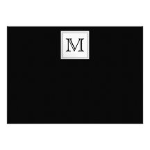 Printed Custom Monogram. Black and Pale Grey. Invites