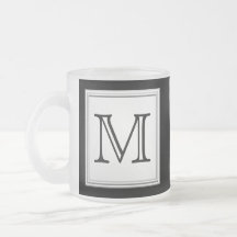 Printed Custom Monogram. Black and Pale Grey. Mugs