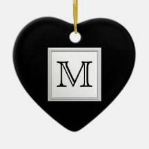 Printed Custom Monogram. Black and Pale Grey. Ornament