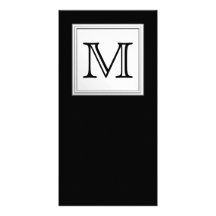 Printed Custom Monogram. Black and Pale Grey. Picture Card