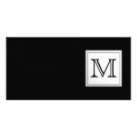Printed Custom Monogram. Black and Pale Grey. Photo Card