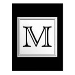 Printed Custom Monogram. Black and Pale Grey. Postcards