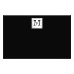 Printed Custom Monogram. Black and Pale Grey. Stationery Design