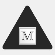 Printed Custom Monogram. Black and Pale Grey. Triangle Stickers