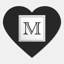 Printed Custom Monogram. Black and Pale Grey. Sticker