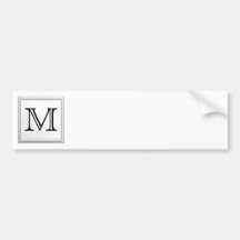 Printed Custom Monogram. Black and White. Bumper Sticker