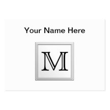 Printed Custom Monogram. Black and White. Business Card Templates