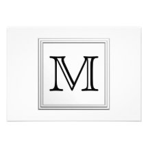 Printed Custom Monogram. Black and White. Invitation