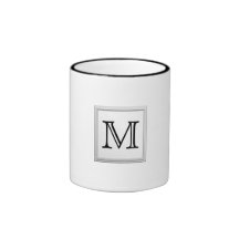 Printed Custom Monogram. Black and White. Coffee Mug
