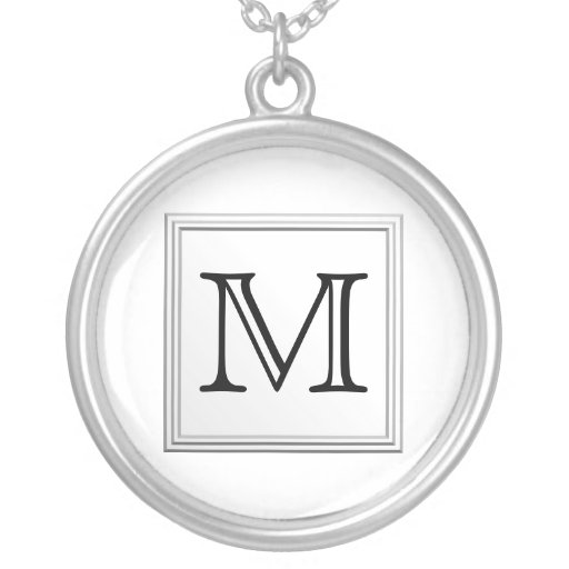 Printed Custom Monogram. Black and White. Personalized Necklace
