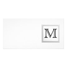 Printed Custom Monogram. Black and White. Customized Photo Card