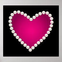 Printed faux pearls and pink heart