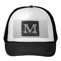 Printed Pattern and Custom Letter. Black and White Hats