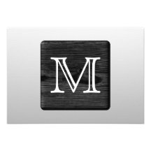 Printed Pattern and Custom Letter. Black and White Personalised Announcements