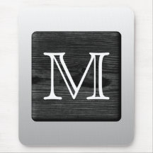 Printed Pattern and Custom Letter. Black and White Mouse Pad