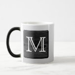 Printed Pattern and Custom Letter. Black and White Coffee Mug