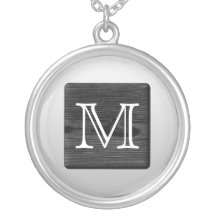 Printed Pattern and Custom Letter. Black and White Necklaces