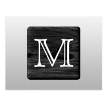 Printed Pattern and Custom Letter. Black and White Postcards