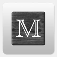 Printed Pattern and Custom Letter. Black and White Sticker