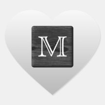 Printed Pattern and Custom Letter. Black and White Heart Stickers