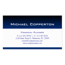 Professional Business Card Financial Planner Blue