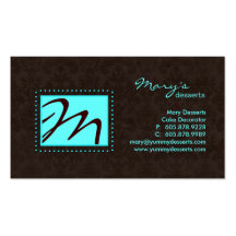 Professional Monogram Business Card Blue Brown