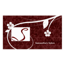 Professional Monogram Business Card Floral Red