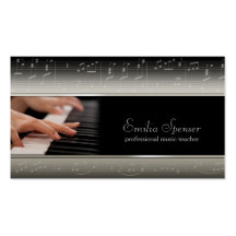 Professional piano music teacher business card template