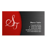 Professional Red Metal Business Card Financial
