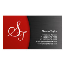Professional Red Metal Business Card Financial