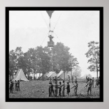 Professor Lowe's Balloon Battle View 1862 Poster