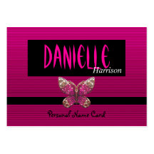 Profile Personal Name Card Bright Pink Butterfly Business Card Template
