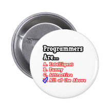 Programmer Quiz...Joke Pinback Buttons