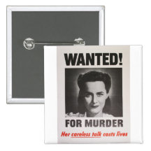 Propaganda Poster "Wanted for Murder" WWII Buttons