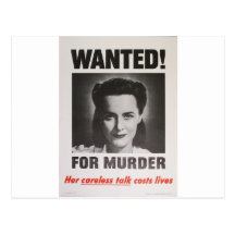 Propaganda Poster "Wanted for Murder" WWII Post Card