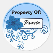 Property Of Sticker (floral blue & background )