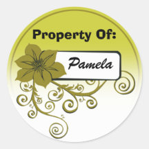 Property Of Sticker (floral olive & background )