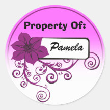 Property Of Sticker (floral purple & background )