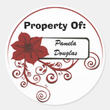 Property Of Sticker (floral red)