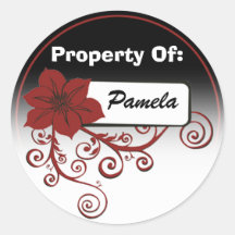 Property Of Sticker (floral red & background )