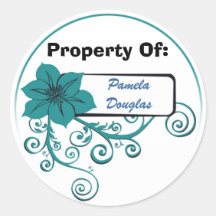 Property Of Sticker (floral teal)