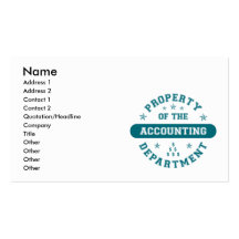 Property of the Accounting Department Business Cards
