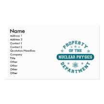 Property of the Nuclear Physics Department Business Cards