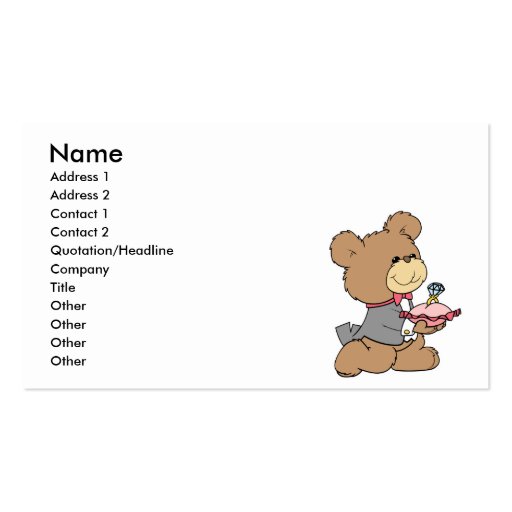 proposal or ring bearer teddy bear design business card template