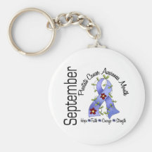 Prostate Cancer Awareness Month Flower Ribbon 1 Keychains