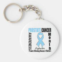 Prostate  Cancer Awareness Month Light Blue Ribbon Keychains