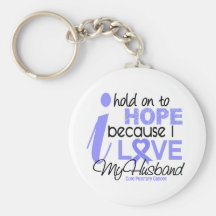 Prostate Cancer Hope for My Husband Keychains