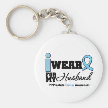 Prostate Cancer I Wear Light Blue For My Husband Key Chain